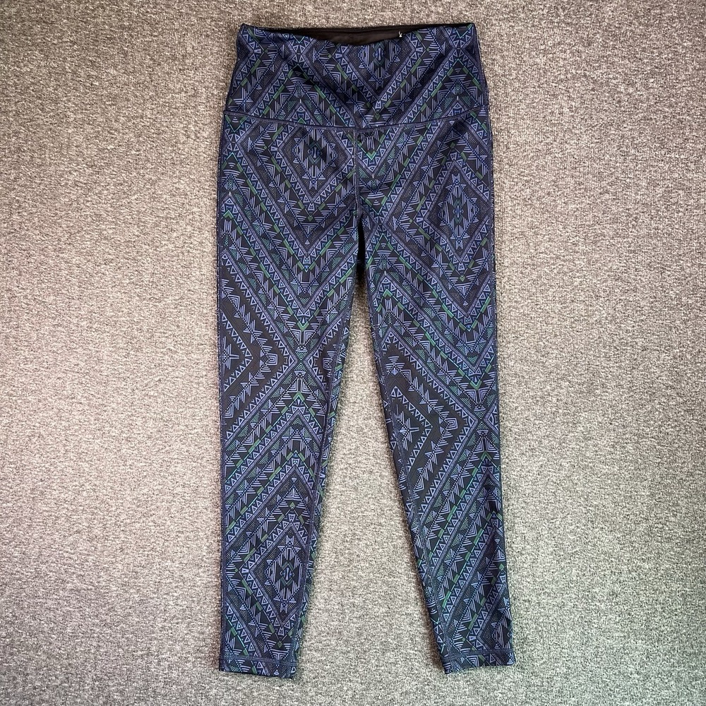 Everlast Leggings Womens M Blue Geometric Running Training Yoga MMA Fit26.5x25.5